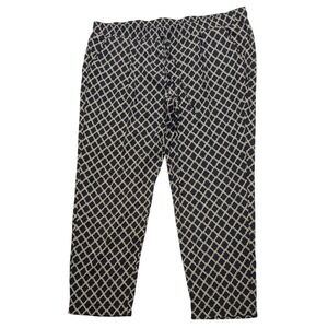 Roz & Ali Geometric‎ Print Pull On Pants Womens 3X Black Cream Elastic Waist